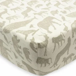 Drap housse en jersey Animals Olive Green (40 x 80 cm)