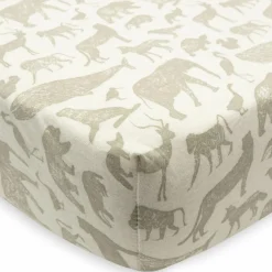 Drap housse en jersey Animals Olive Green (70 x 140 cm)