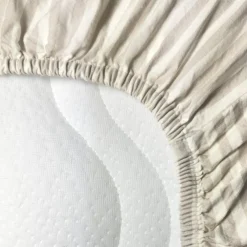Drap housse percale de coton Rayé Lin (60 x 120 cm)
