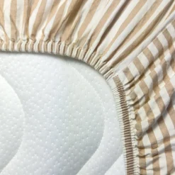 Drap housse percale de coton Rayé Ambre (70 x 140 cm)