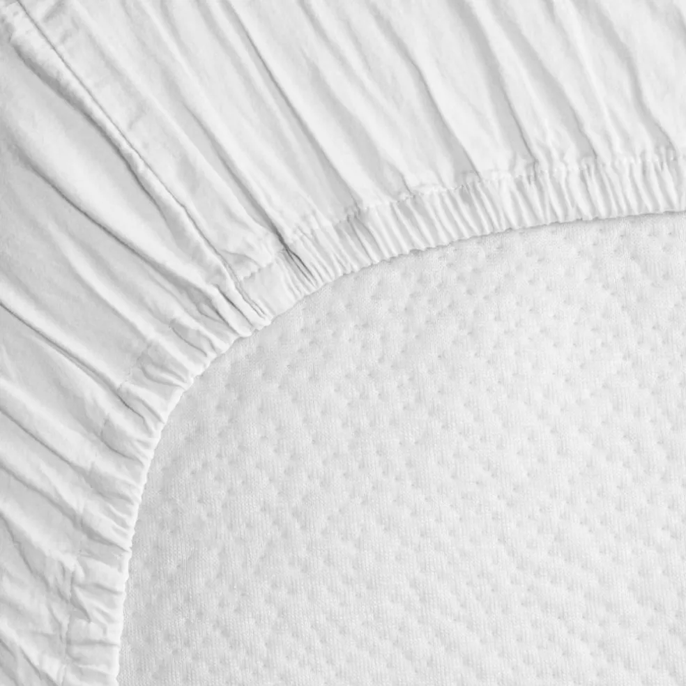 Drap housse satin de coton bio Blanc craie (70 x 140 cm)