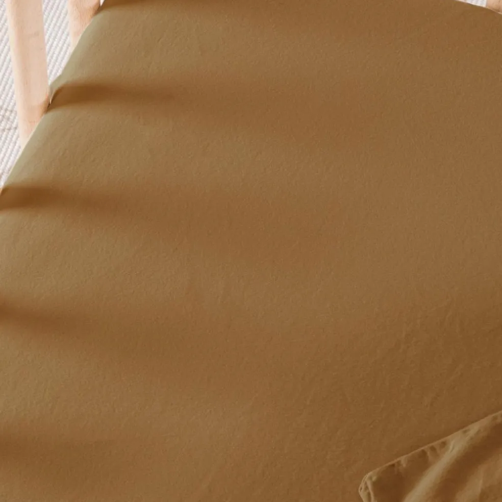 Drap housse satin de coton bio Ambre (70 x 140 cm)