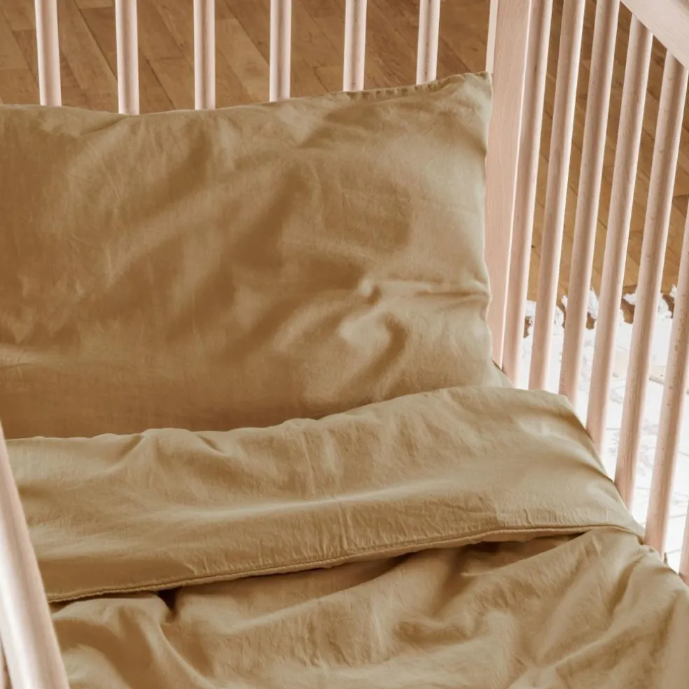 Drap housse satin de coton bio Ambre (70 x 140 cm)