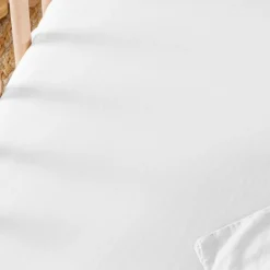 Drap housse satin de coton bio Blanc craie (60 x 120 cm)