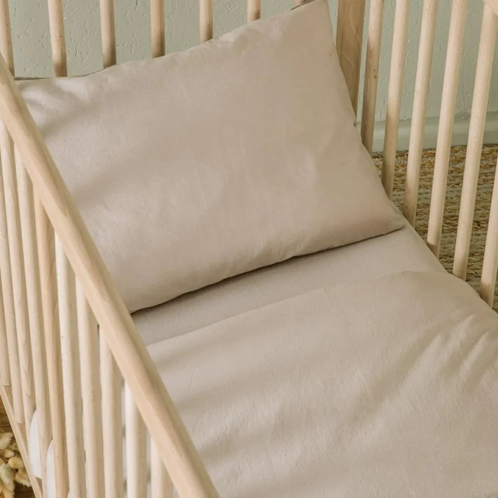 Drap housse satin de coton bio Lin (70 x 140 cm)