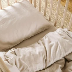 Drap housse satin de coton bio Lin (70 x 140 cm)