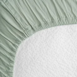 Drap housse satin de coton bio Tilleul (70 x 140 cm)