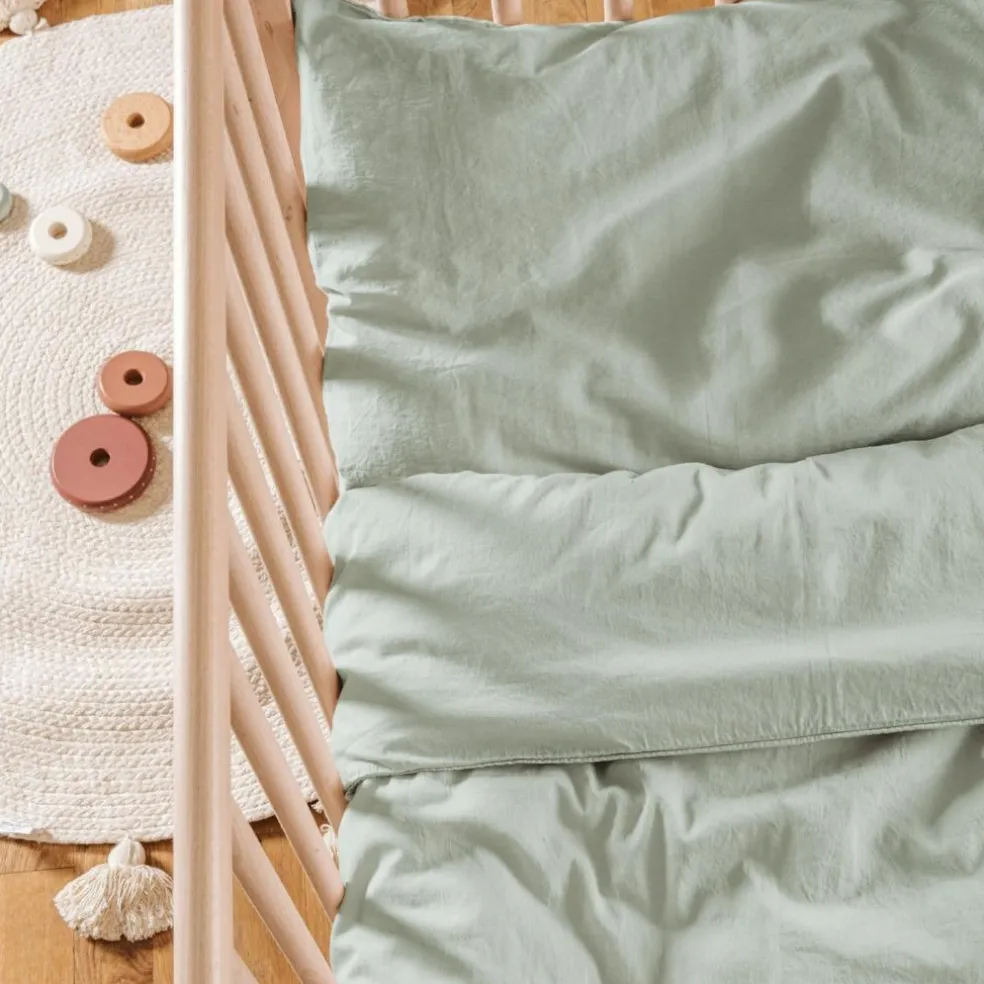 Drap housse satin de coton bio Tilleul (70 x 140 cm)