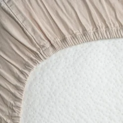 Drap housse satin de coton bio Lin (60 x 120 cm)