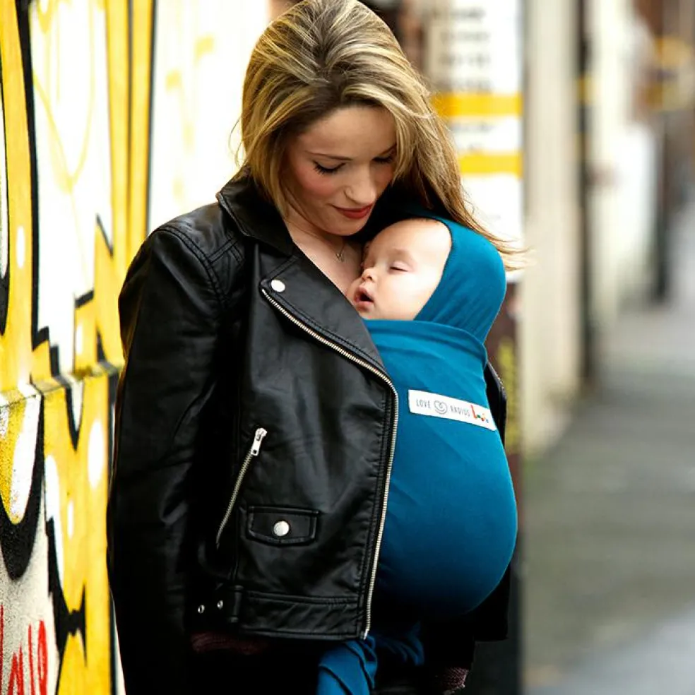 Echarpe de portage en coton bio Basic Bleu rétro