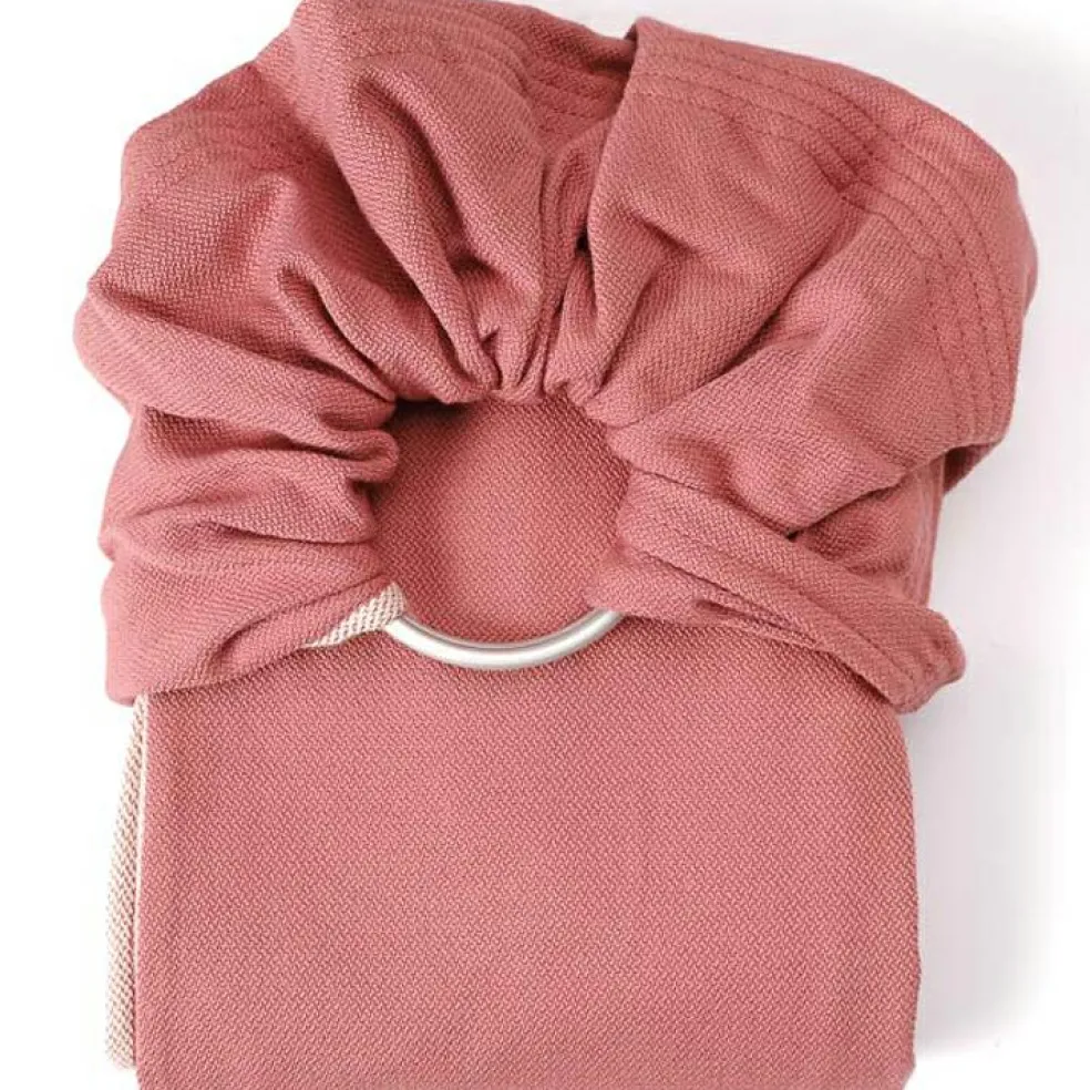 Echarpe de portage Sling sans noeud tissé en coton bio terracotta