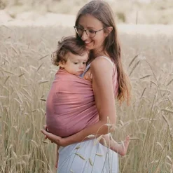 Echarpe de portage Sling sans noeud tissé en coton bio terracotta