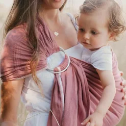 Echarpe de portage Sling sans noeud tissé en coton bio terracotta