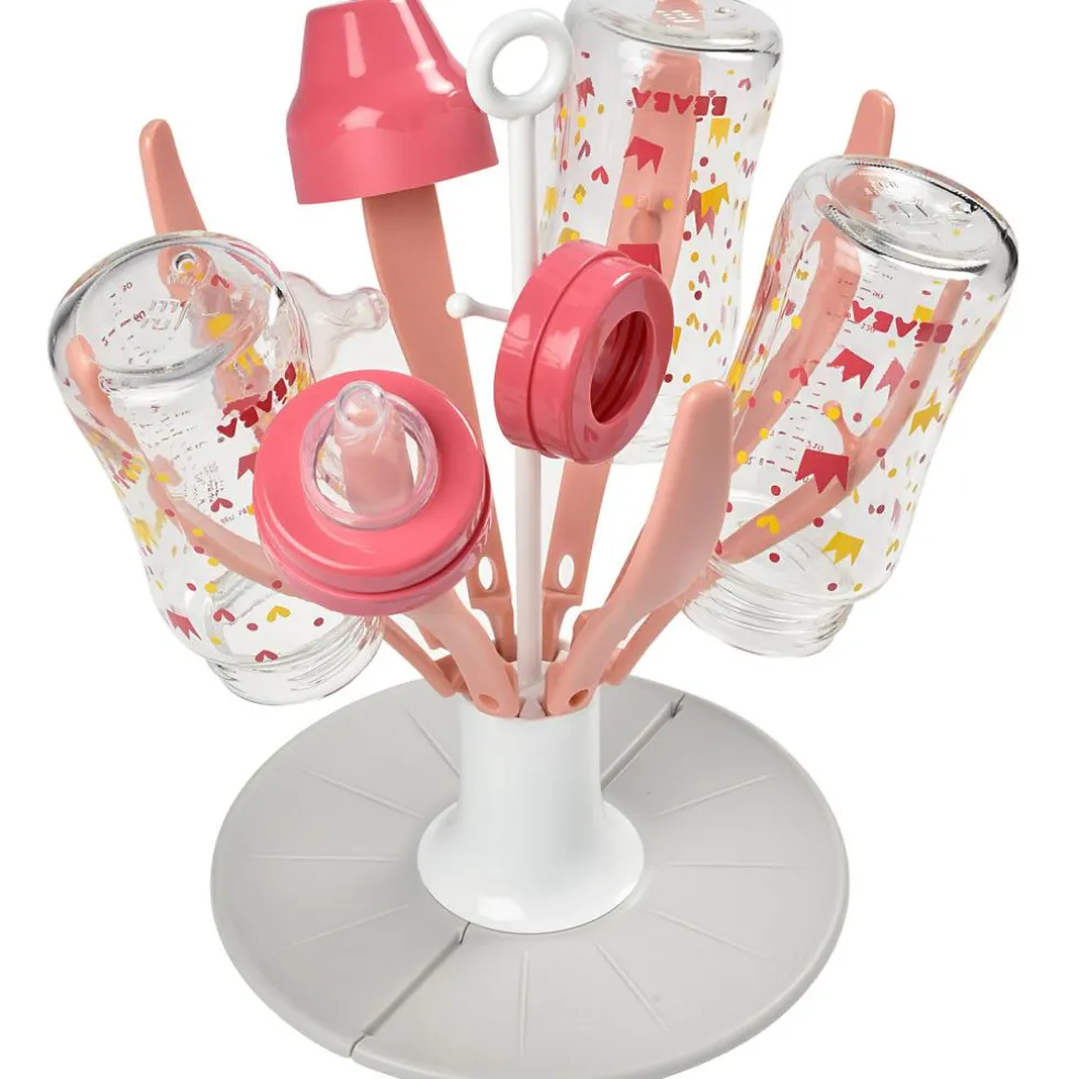 Egoutte biberons pliable fleur rose