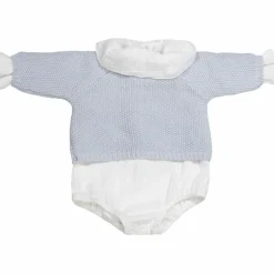 Ensemble 3 pièces en tricot bleu (0-1 mois)