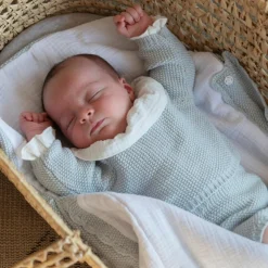 Ensemble 3 pièces en tricot bleu (0-1 mois)