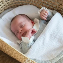 Ensemble 3 pièces en tricot bleu (0-1 mois)