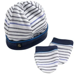 Ensemble bonnet et moufles de naissance Baby sailor