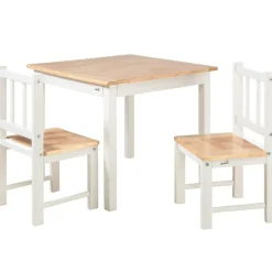 Ensemble table et chaises Activity blanc-naturel (3 pièces)