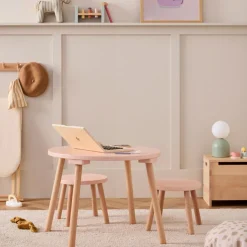 Ensemble table et tabourets Abricot