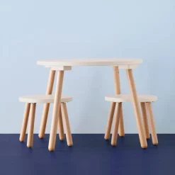 Ensemble table et tabourets Blanc