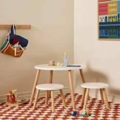 Ensemble table et tabourets Blanc