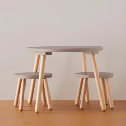 Ensemble table et tabourets Marron