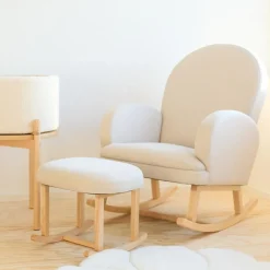 Fauteuil d'allaitement à bascule pour adulte lin beige