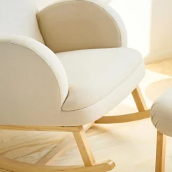 Fauteuil d'allaitement à bascule pour adulte lin beige