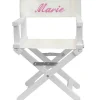Fauteuil metteur en scène rose pieds blancs (personnalisable)