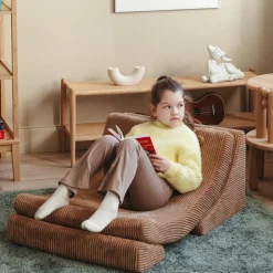 Fauteuil Moon Toffee velours côtelé