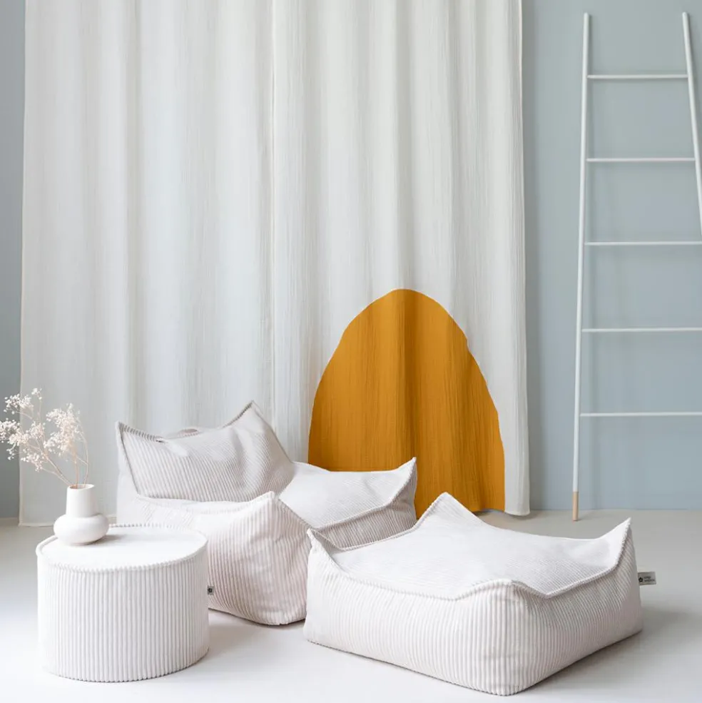 Fauteuil pouf Marshmallow velours côtelé