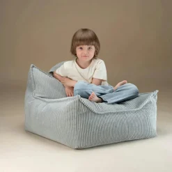 Fauteuil pouf Peppermint Green velours côtelé