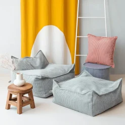 Fauteuil pouf Peppermint Green velours côtelé