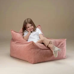 Fauteuil pouf Pink Mousse velours côtelé