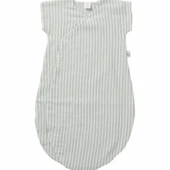 Gigoteuse d'été en gaze de coton rayé vert de gris (0-6 mois)