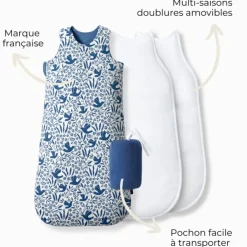 Gigoteuse réversible 4 saisons oiseaux 6-18 mois