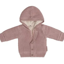 Gilet à capuche en teddy coton bio Soul vieux rose (3 mois)