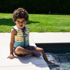 Gilet de natation Baleine jaune-blanc (4-6 ans)