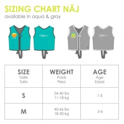 Gilet de natation évolutif Näj Gris (1-3 ans)