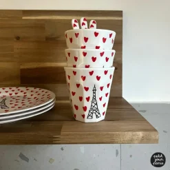 Gobelet Tour Eiffel picto cœurs