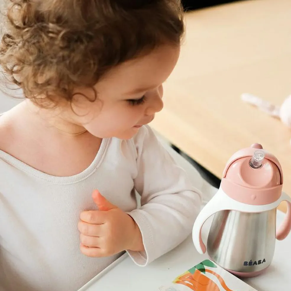 Gourde à paille en inox Old pink (250 ml)