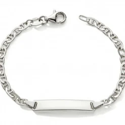 Gourmette maille marine plaque rectangulaire 12-14,5 cm (argent)