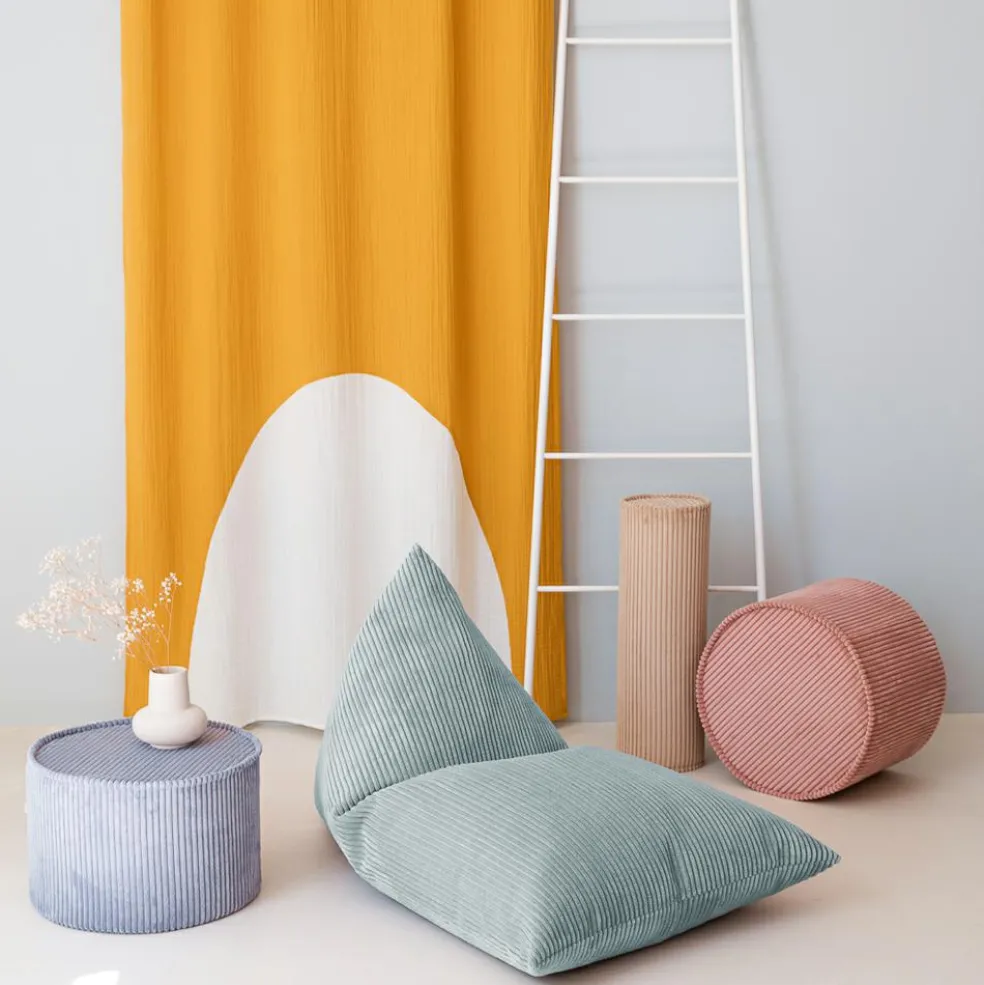 Grand pouf Peppermint Green velours côtelé