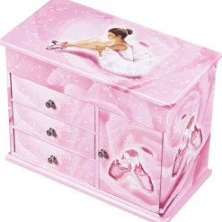 Grande boîte à bijoux musicale à tiroirs Ballerine rose
