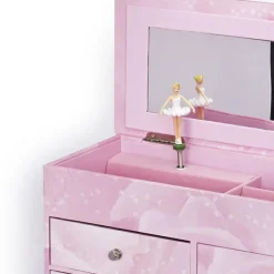 Grande boîte à bijoux musicale à tiroirs Ballerine rose