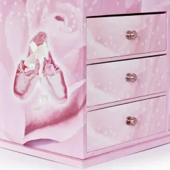 Grande boîte à bijoux musicale à tiroirs Ballerine rose