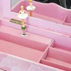 Grande boîte à bijoux musicale à tiroirs Ballerine rose