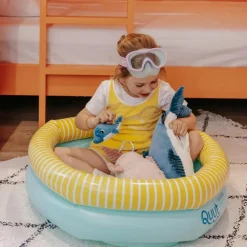 Grande peluche Tofou le dauphin maman et bébé bleu (50 cm)