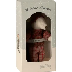 Grande soeur Souris en hiver sur ses skis Rose